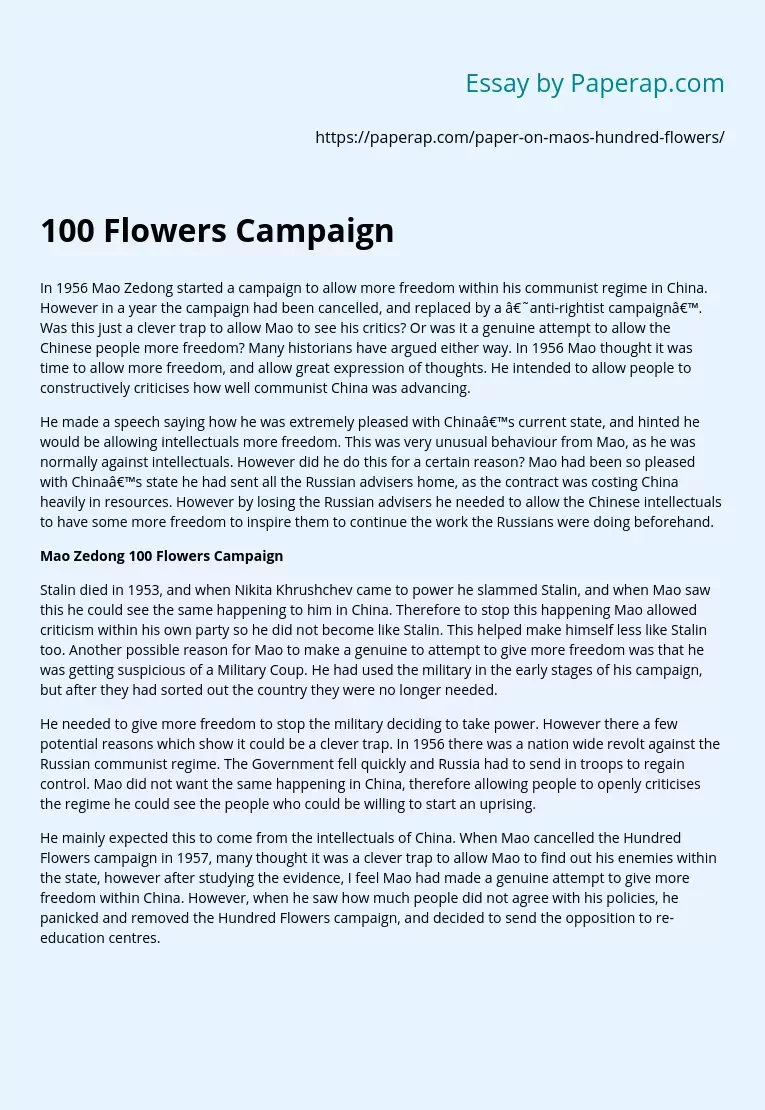 100 Flowers Campaign