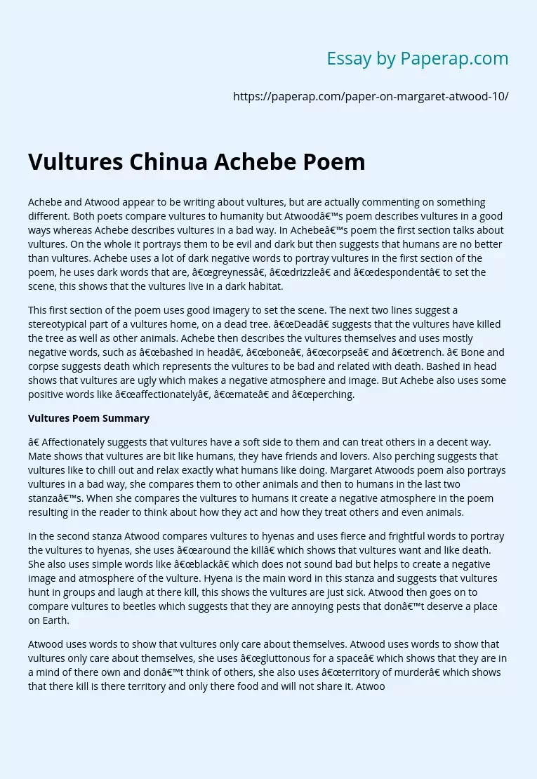 Vultures Chinua Achebe Poem