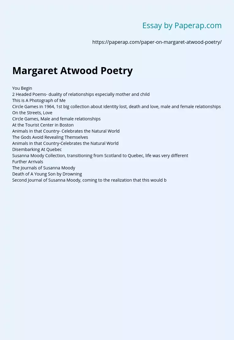 Margaret Atwood Poetry