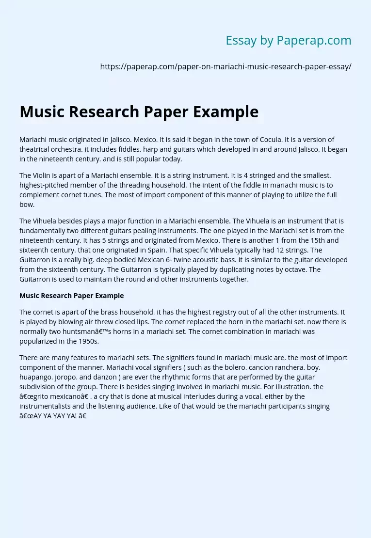 Music Research Paper Example