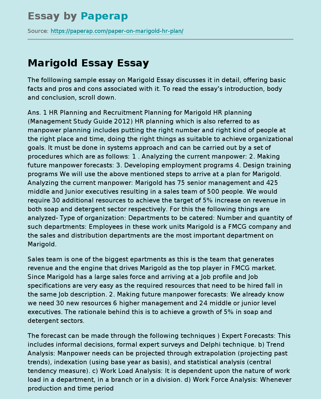Marigold Essay