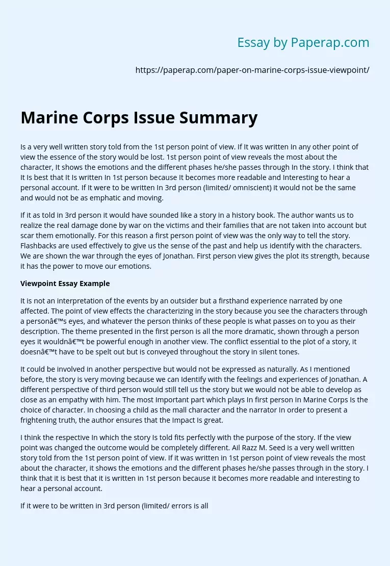Marine Corps Issue Summary