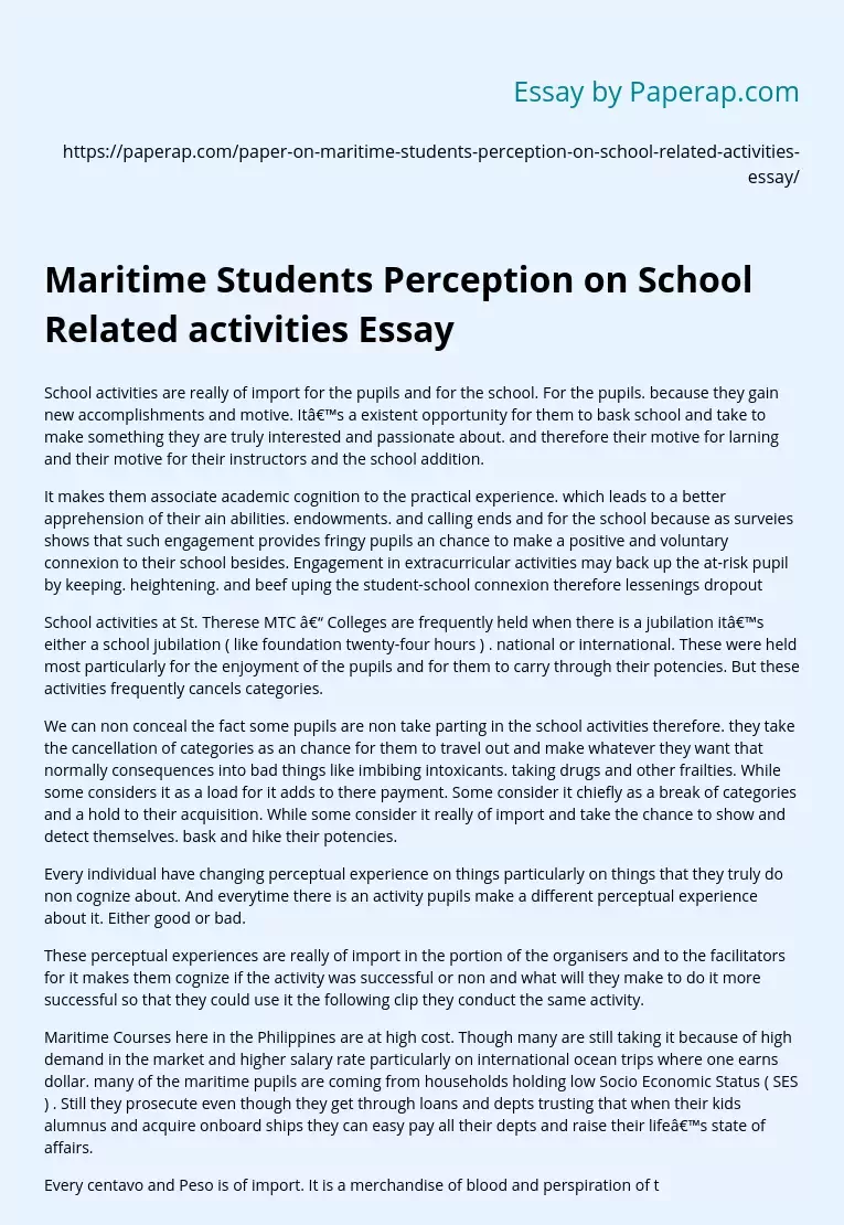 Maritime Students Perception on School Related activities Essay