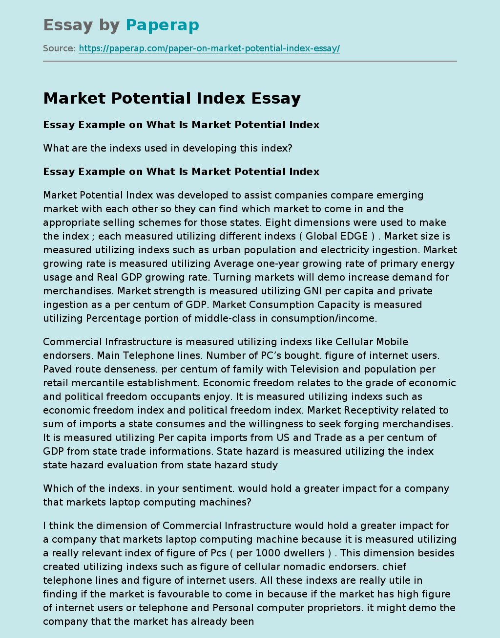 Market Potential Index