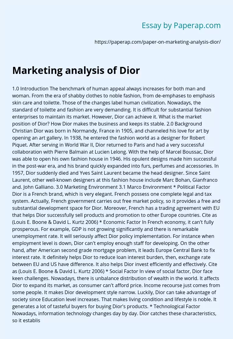 Marketing analysis of Dior