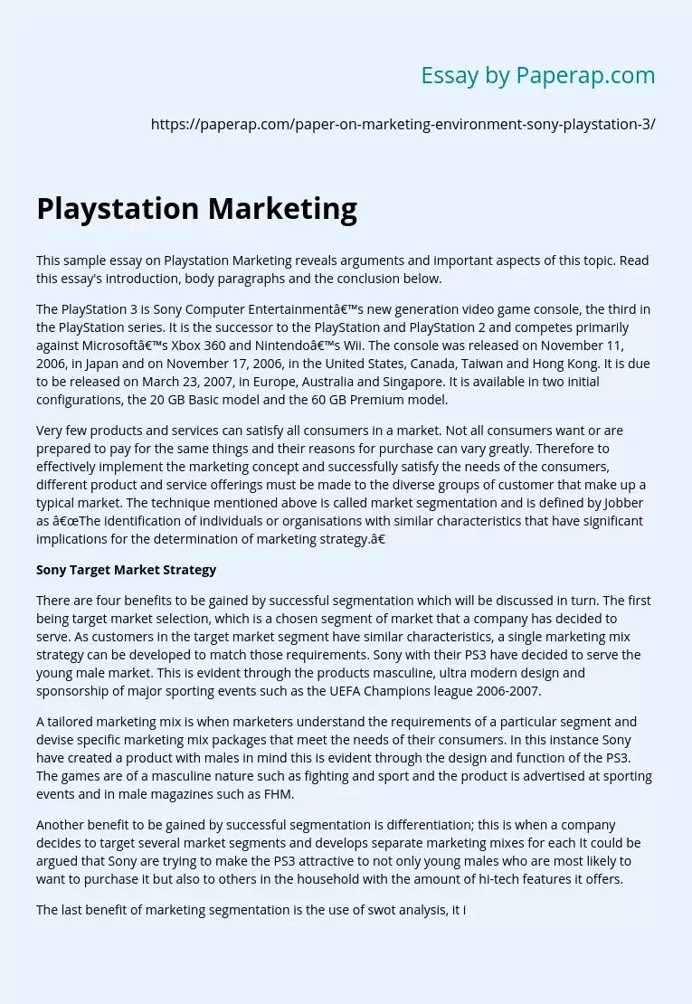 Playstation Marketing