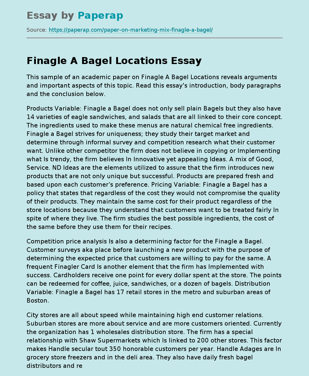Finagle A Bagel Locations