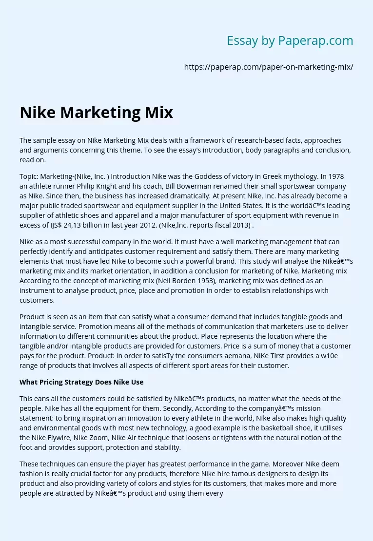 Nike Marketing Mix