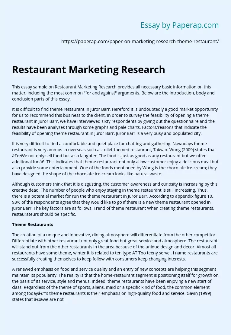 Restaurant Marketing Research