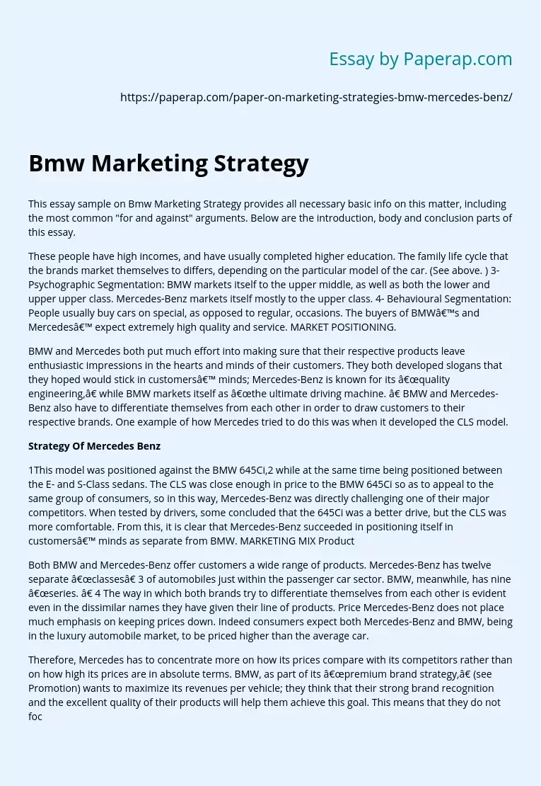 Bmw Marketing Strategy