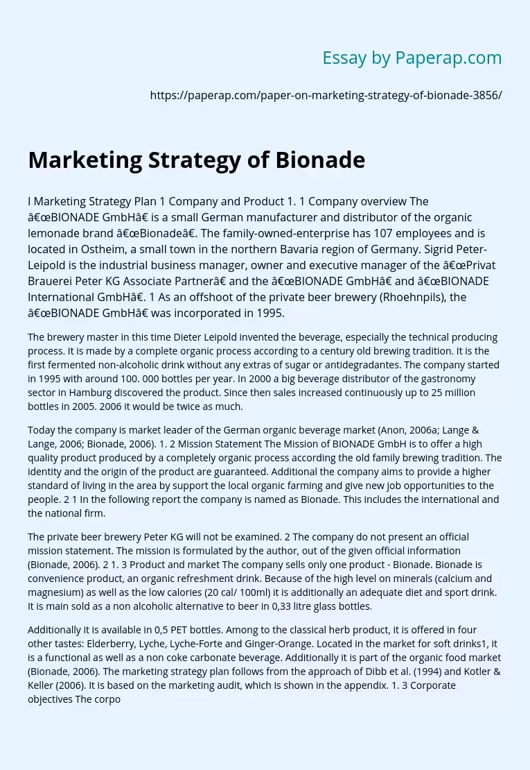 Marketing Strategy of Bionade
