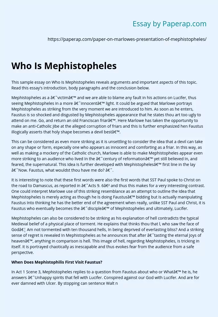 Who Is Mephistopheles