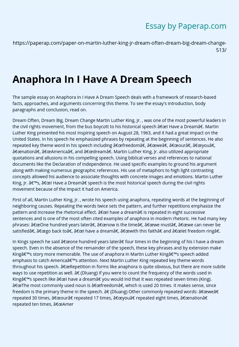 Anaphora In "I Have A Dream Speech"