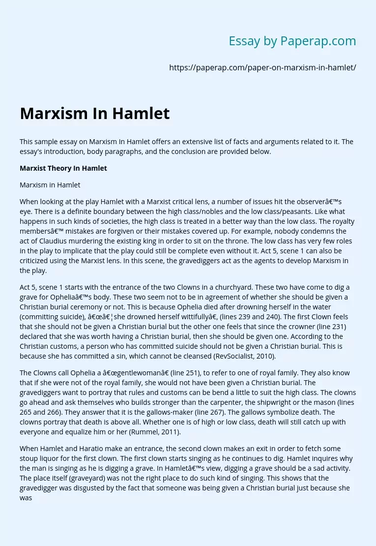 Marxism In Hamlet