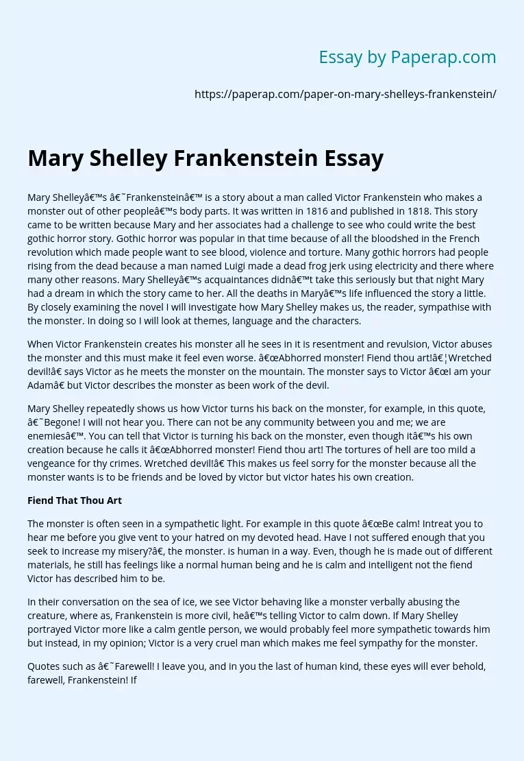 "Frankenstein" and its connection with society today