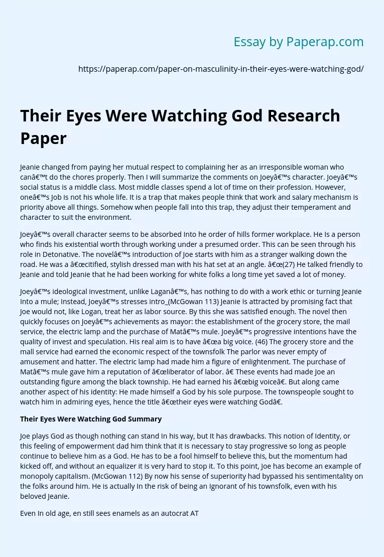 Their Eyes Were Watching God Research Paper