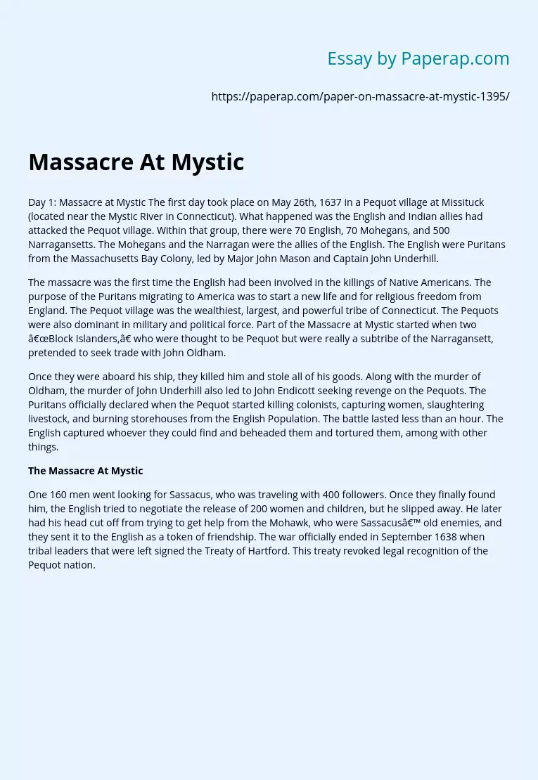 Massacre At Mystic