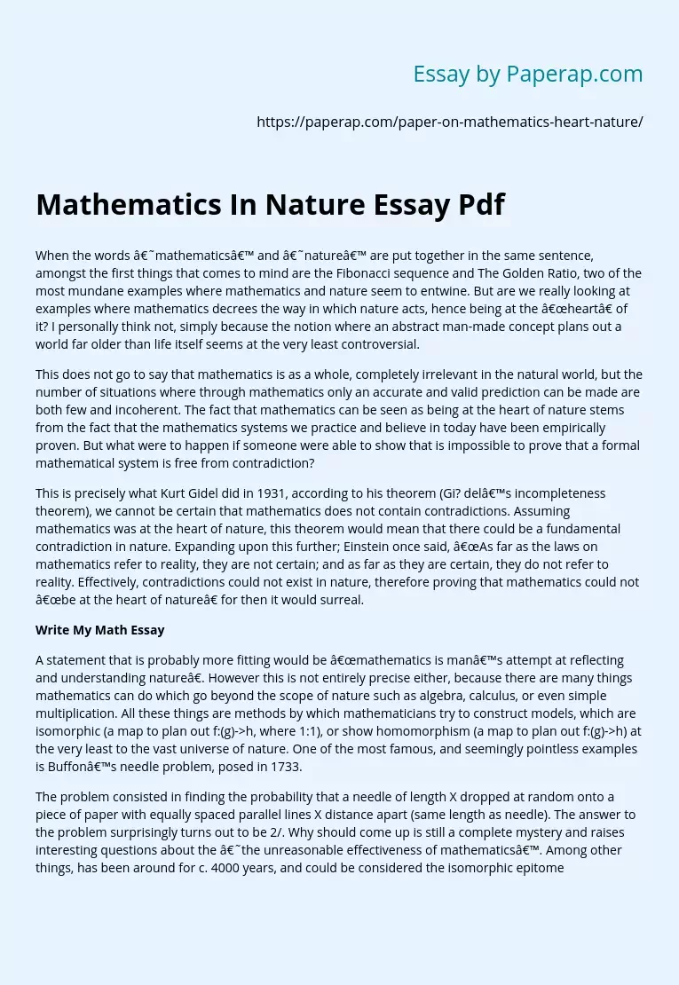 Mathematics In Nature Essay Pdf