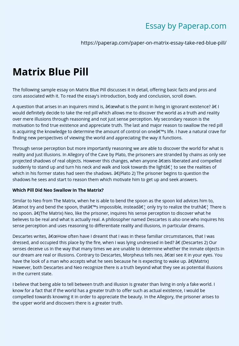 Matrix Blue Pill