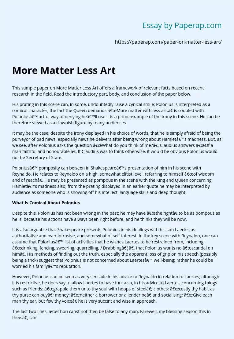 More Matter Less Art