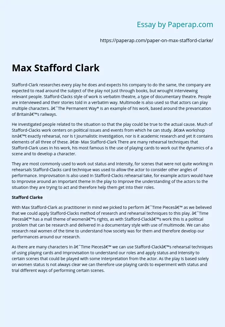 Max Stafford Clark