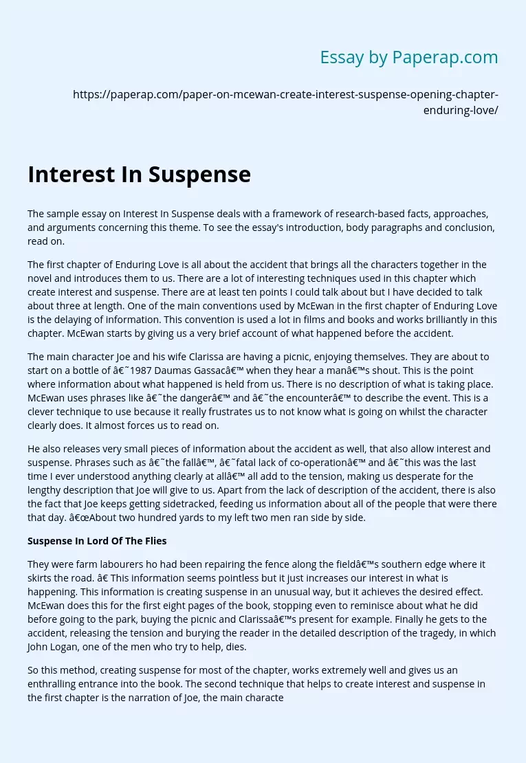 Sample Essay on Interest in Suspense