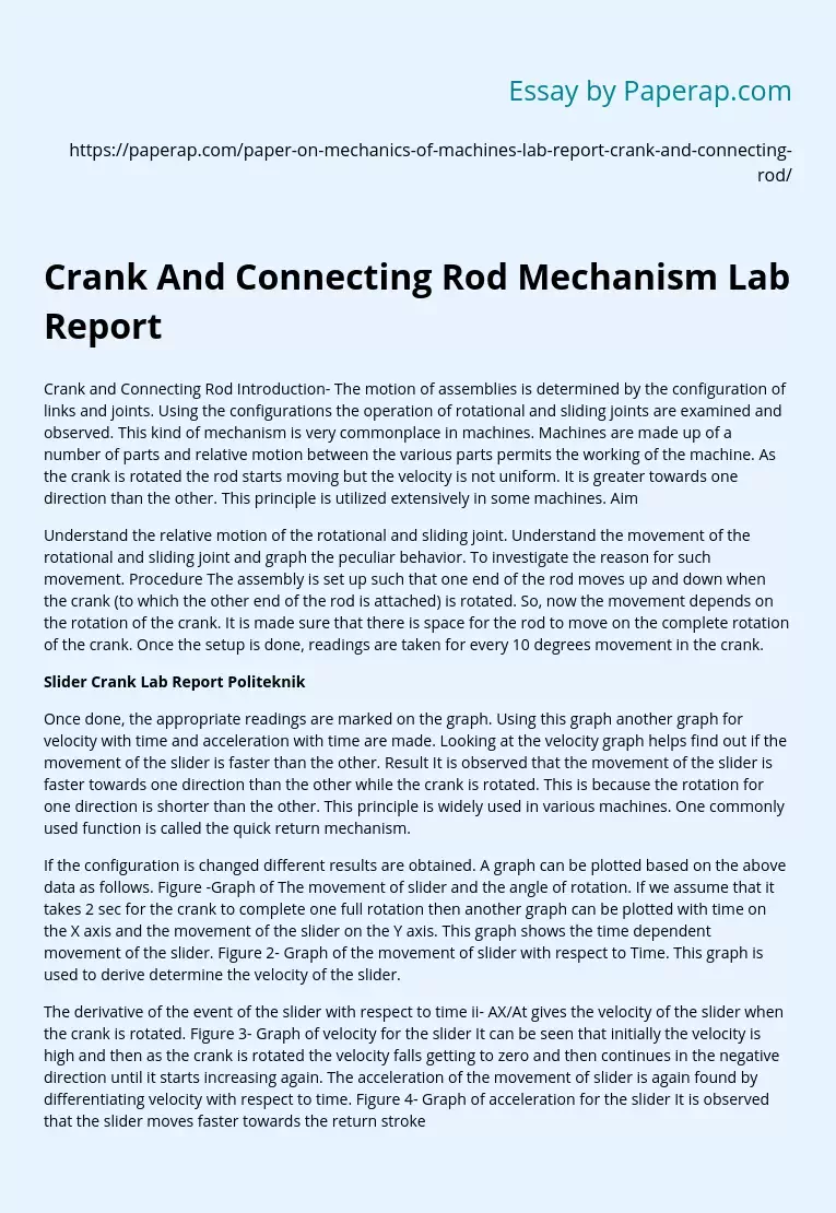 Slider Crank Lab Report Politeknik
