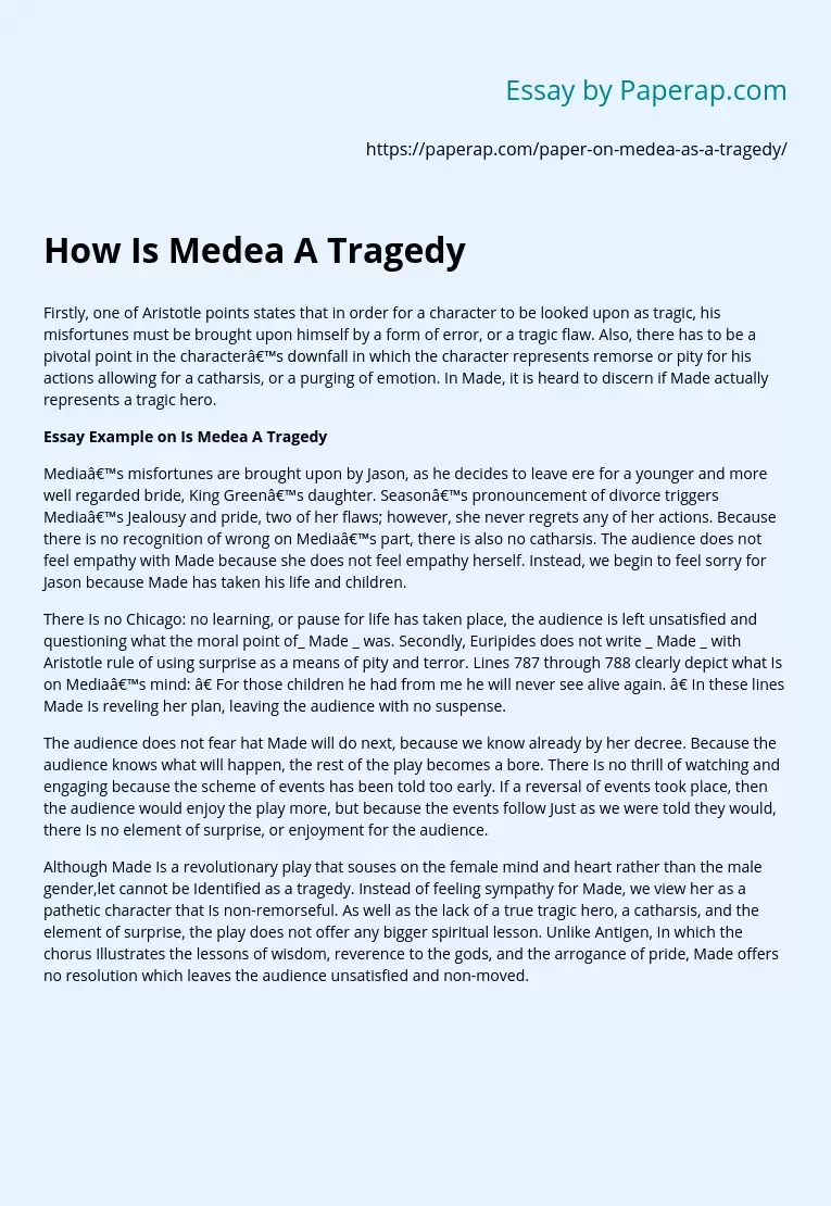 How Is Medea A Tragedy