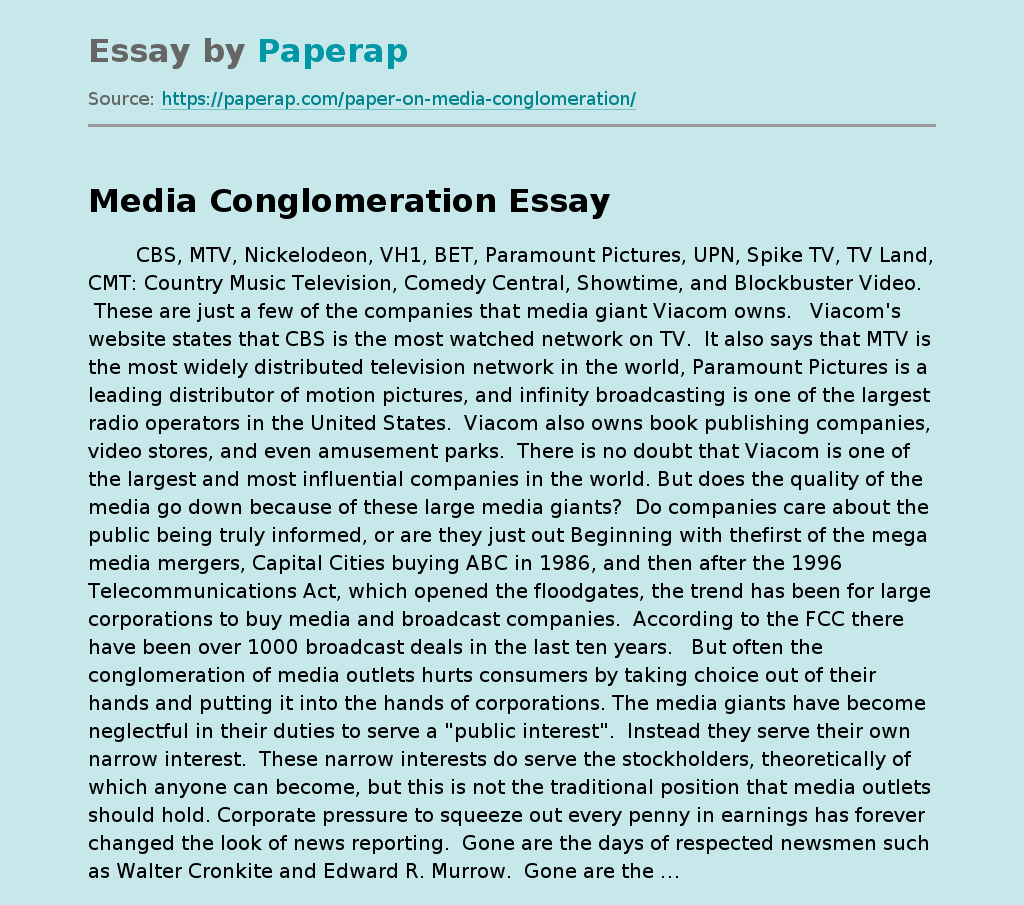 Media Conglomeration