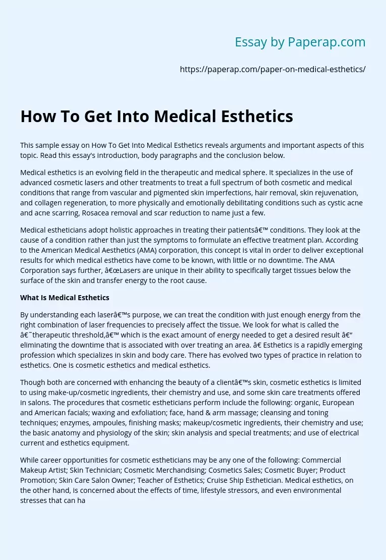 How To Get Into Medical Esthetics