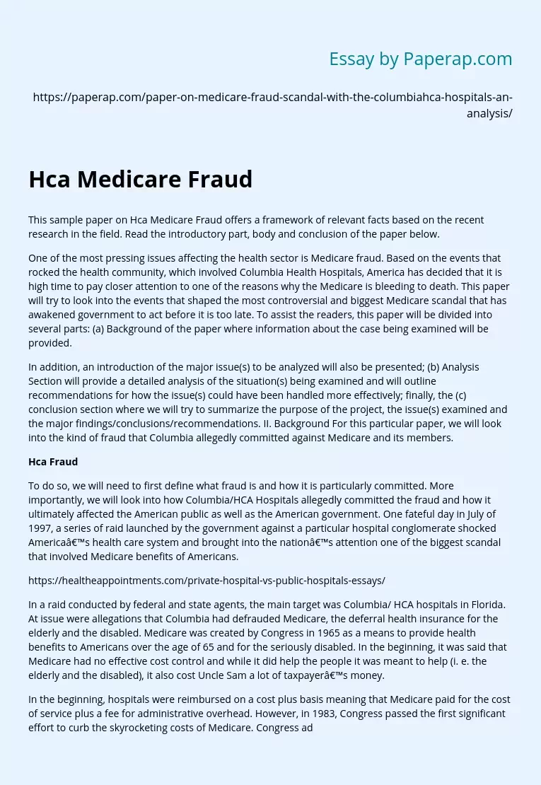 Hca Medicare Fraud