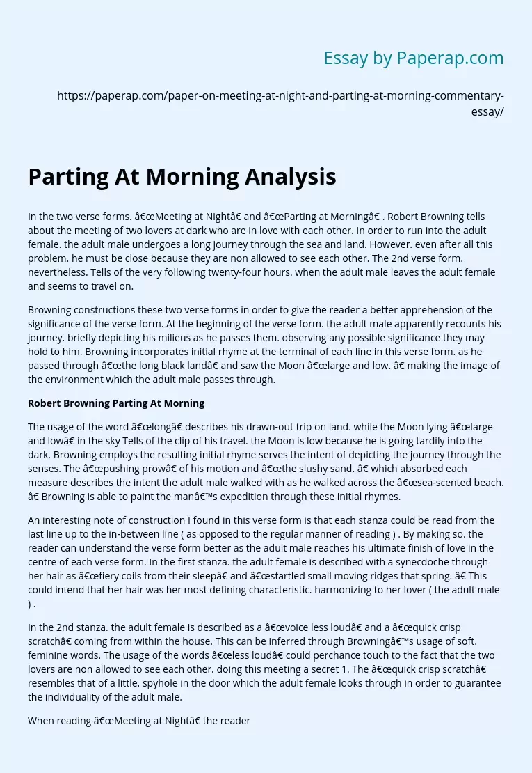 Parting At Morning Analysis