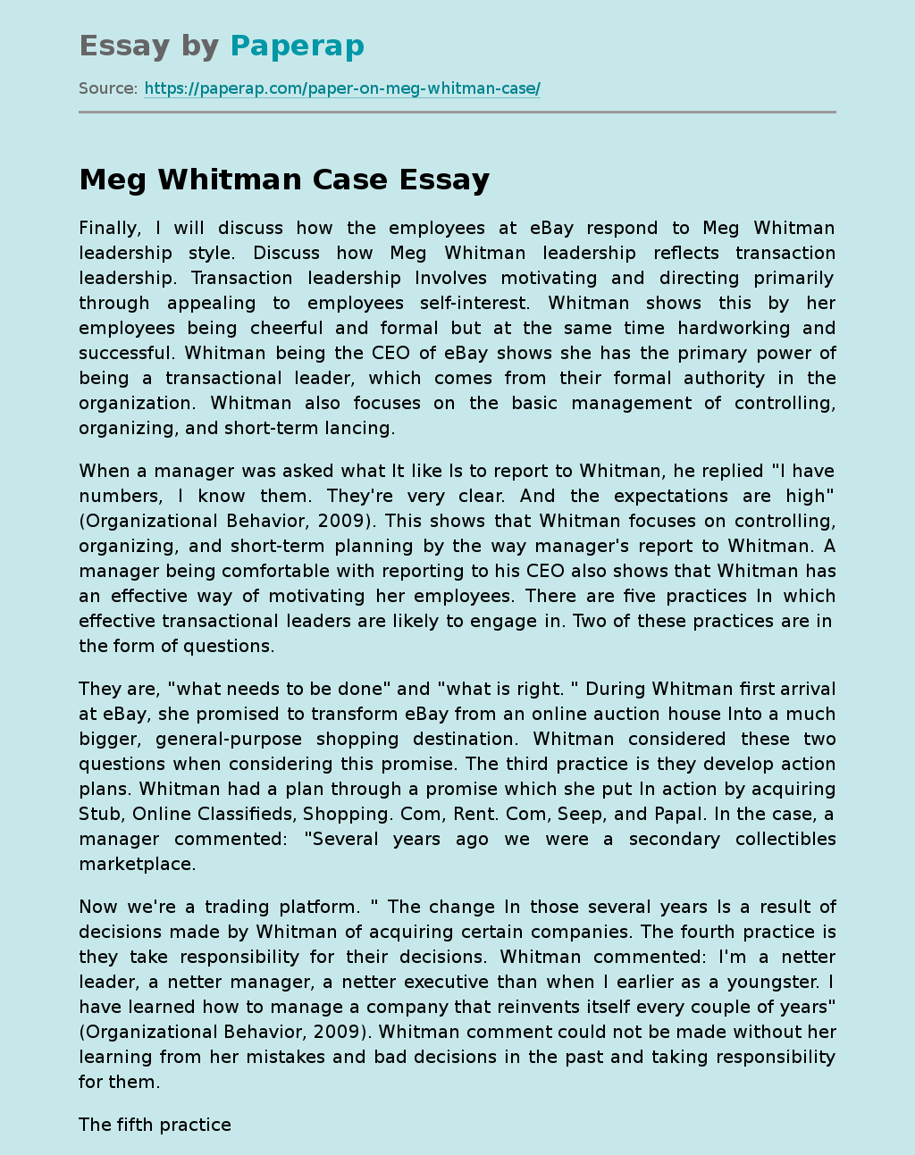 Meg Whitman Case