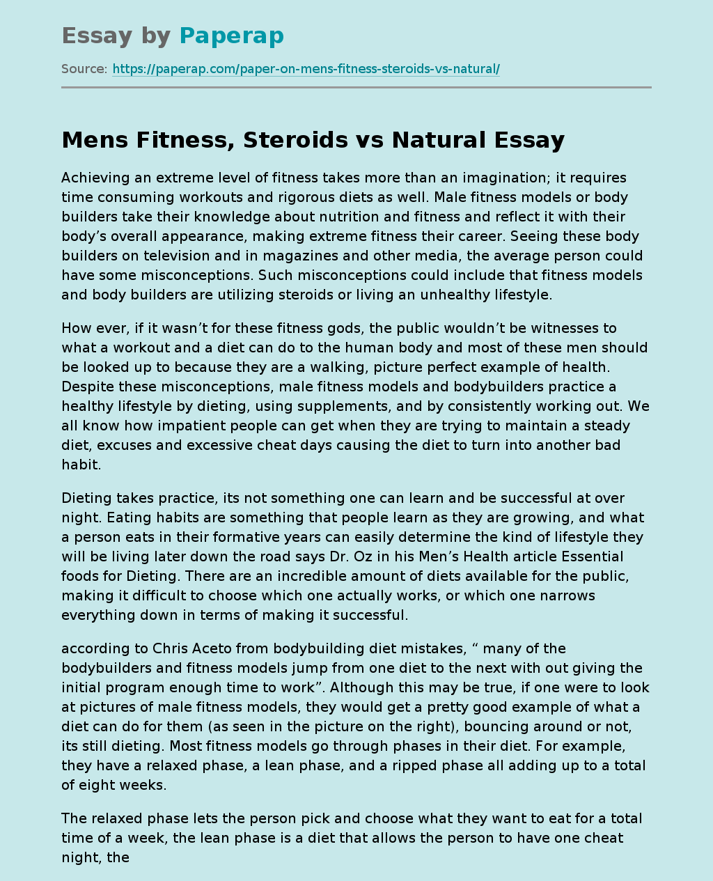 Mens Fitness, Steroids vs Natural