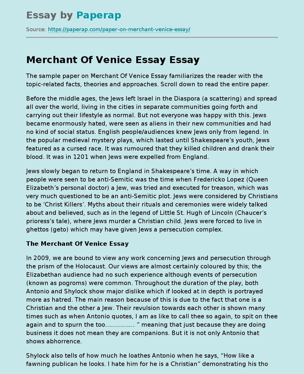 merchant of venice essay plans