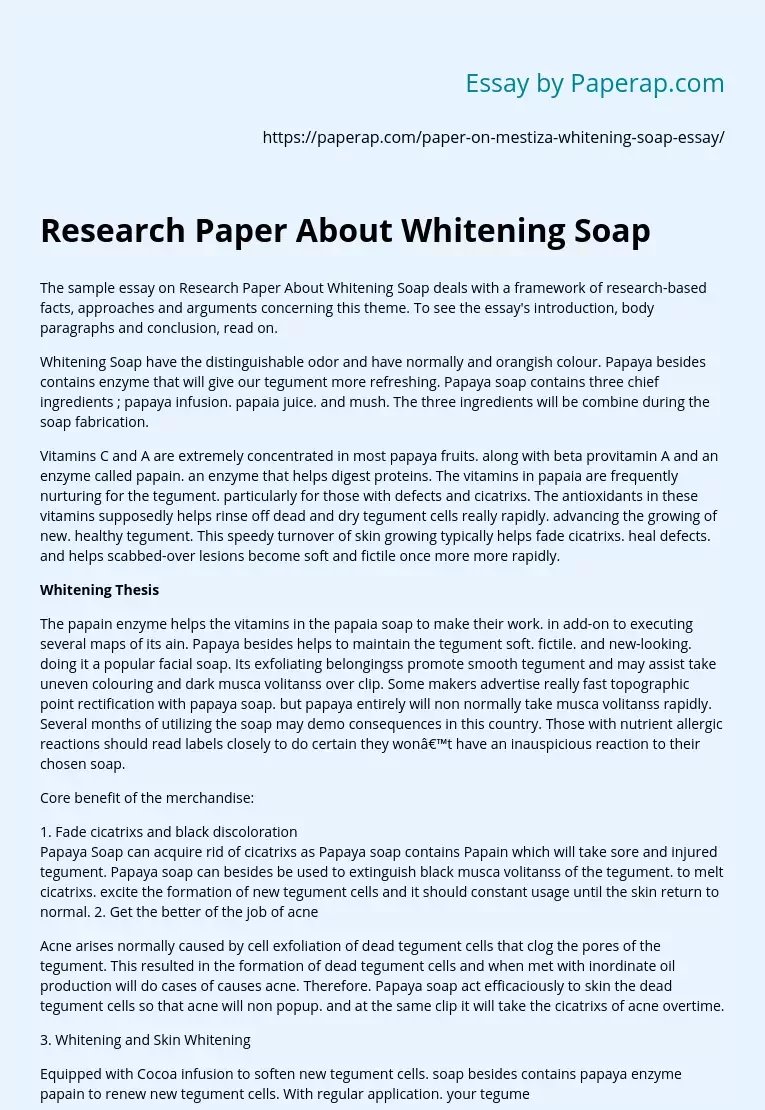 Research Paper About Whitening Soap
