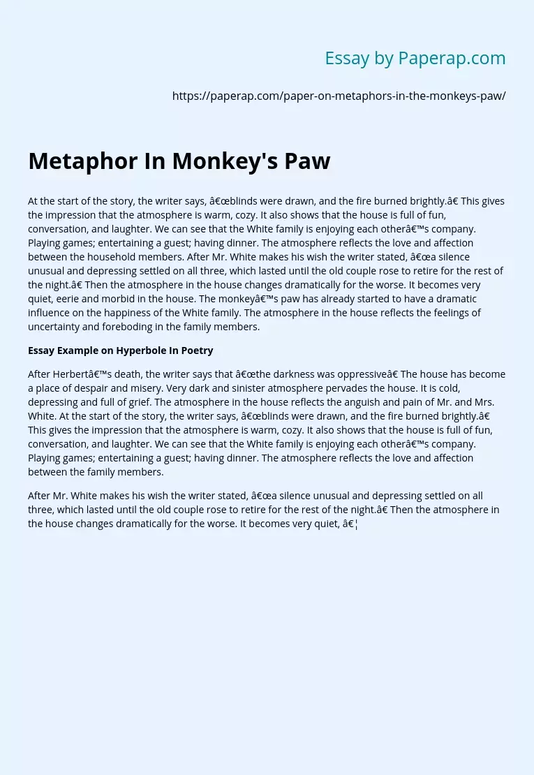 Metaphor In Monkey's Paw