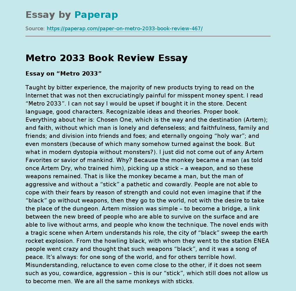 Metro 2033 Book Review