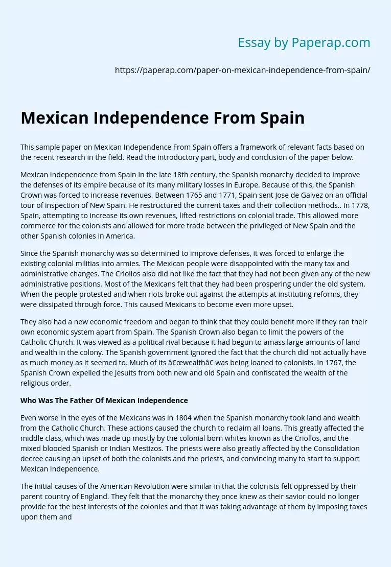 Mexican Independence From Spain