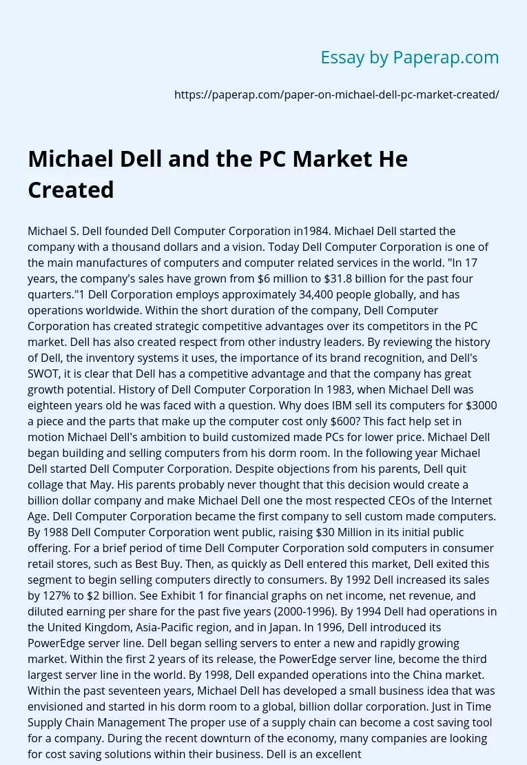 Michael Dell And The PC Market He Created
