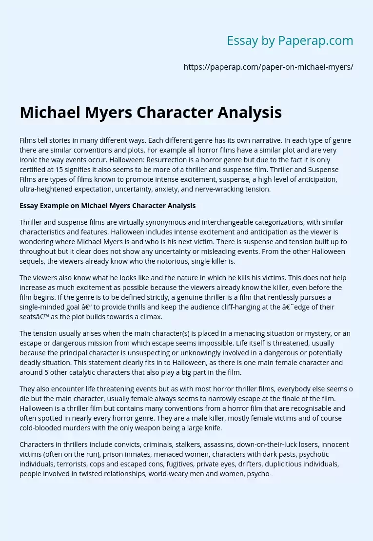 Michael Myers Character Analysis