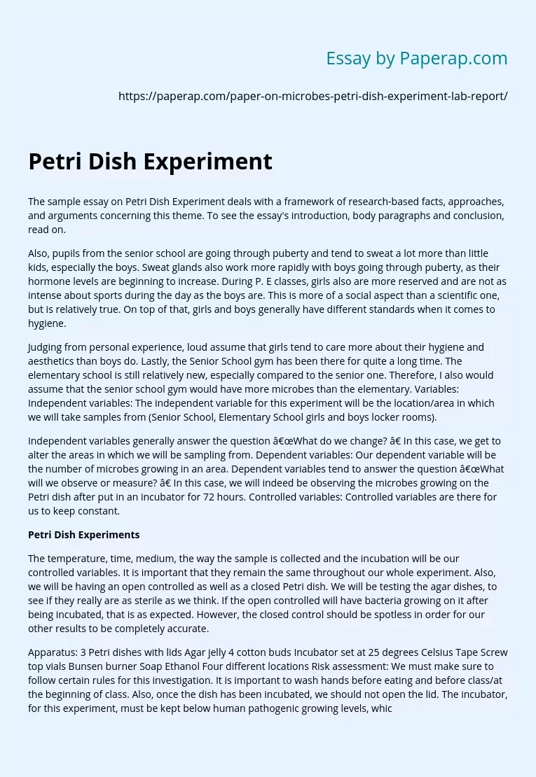 Petri Dish Experiment