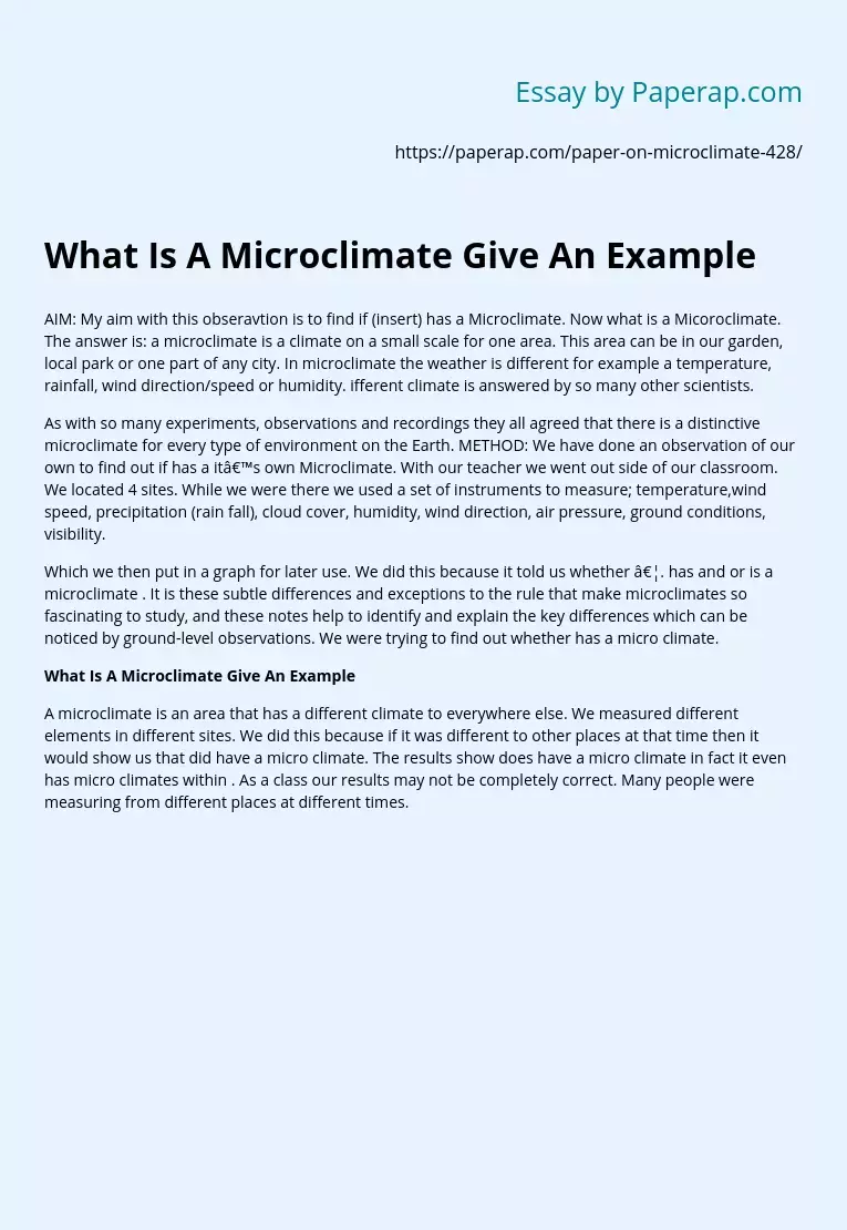 What Is A Microclimate Give An Example