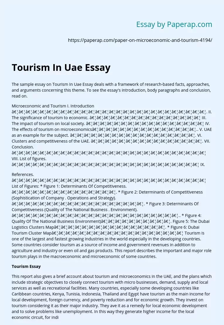 Tourism In Uae Essay