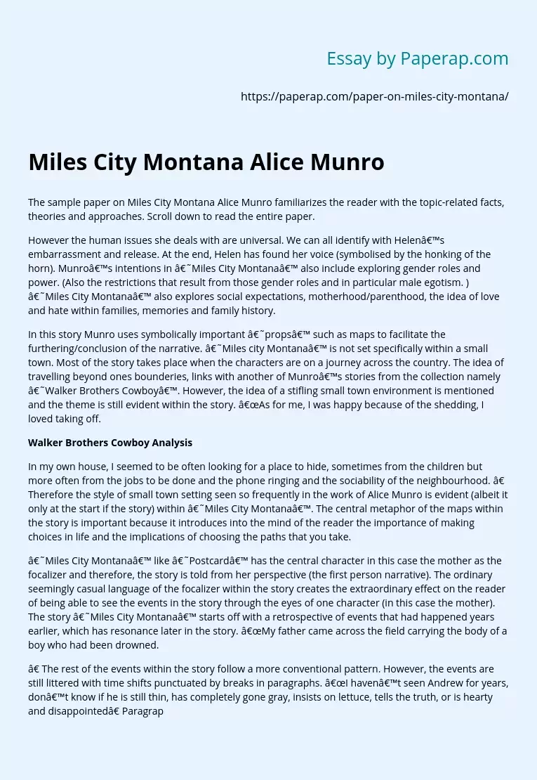 Miles City Montana Alice Munro
