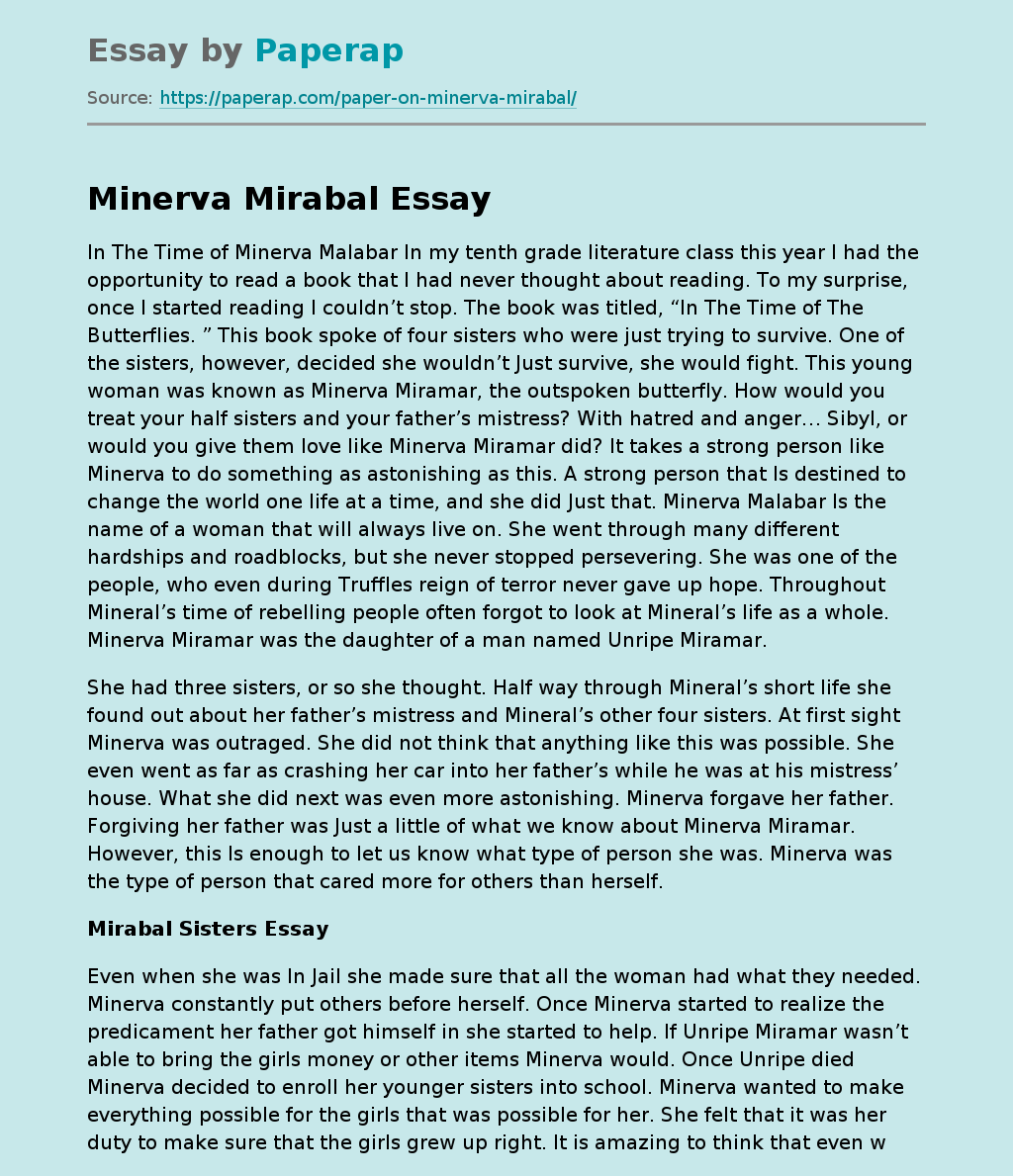 In The Time of Minerva Mirabal