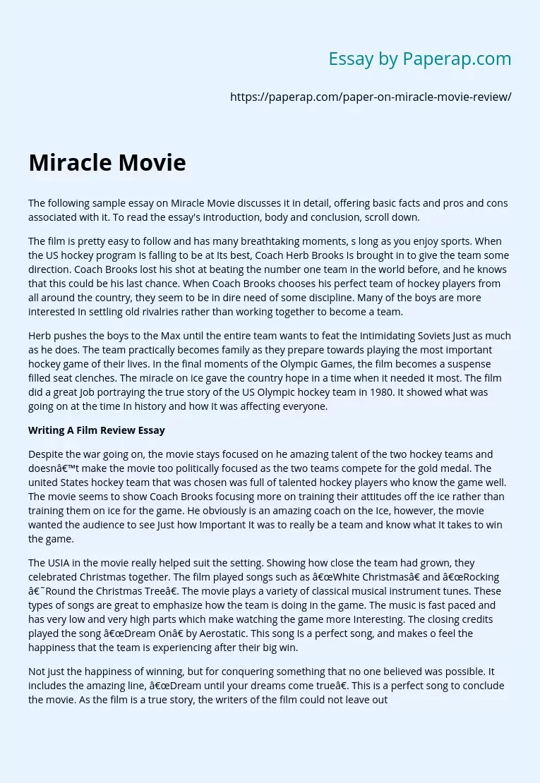 Miracle Movie Characters and Plot Analysis