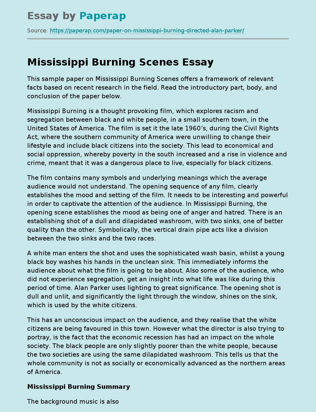 Mississippi Burning Scenes