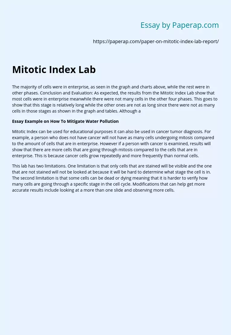 Mitotic Index Lab