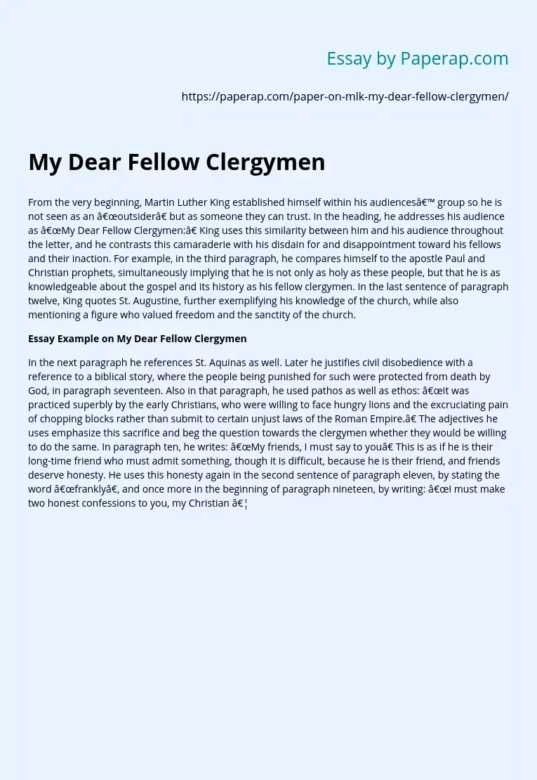 My Dear Fellow Clergymen